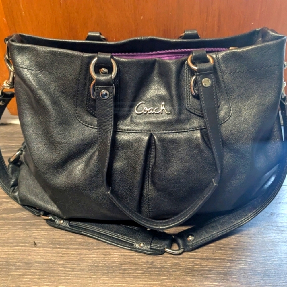 Coach Black Leather Satchel Bag
